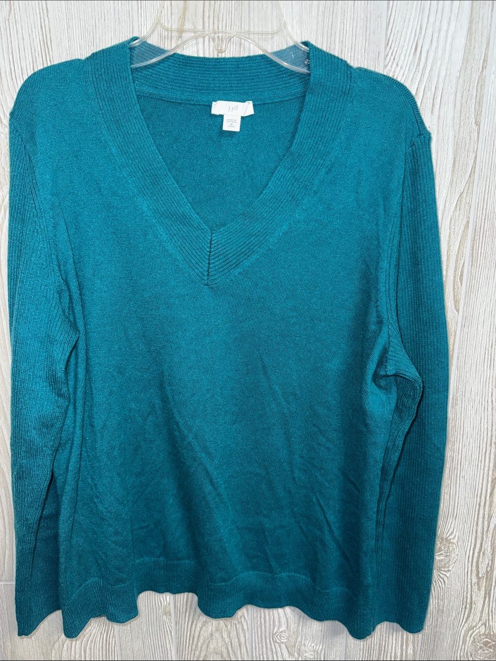 J. Jill Teal V-Neck Lightweight Knit Sweater